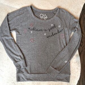 Chaser "Have a Good Weekend" Embroidered Top